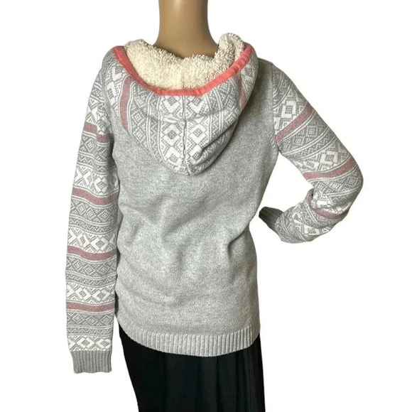 Anthropologie zip up hoodie,sherpa,L.,chunky knit,wool blend,tassels,boho,aztec - Picture 10 of 12